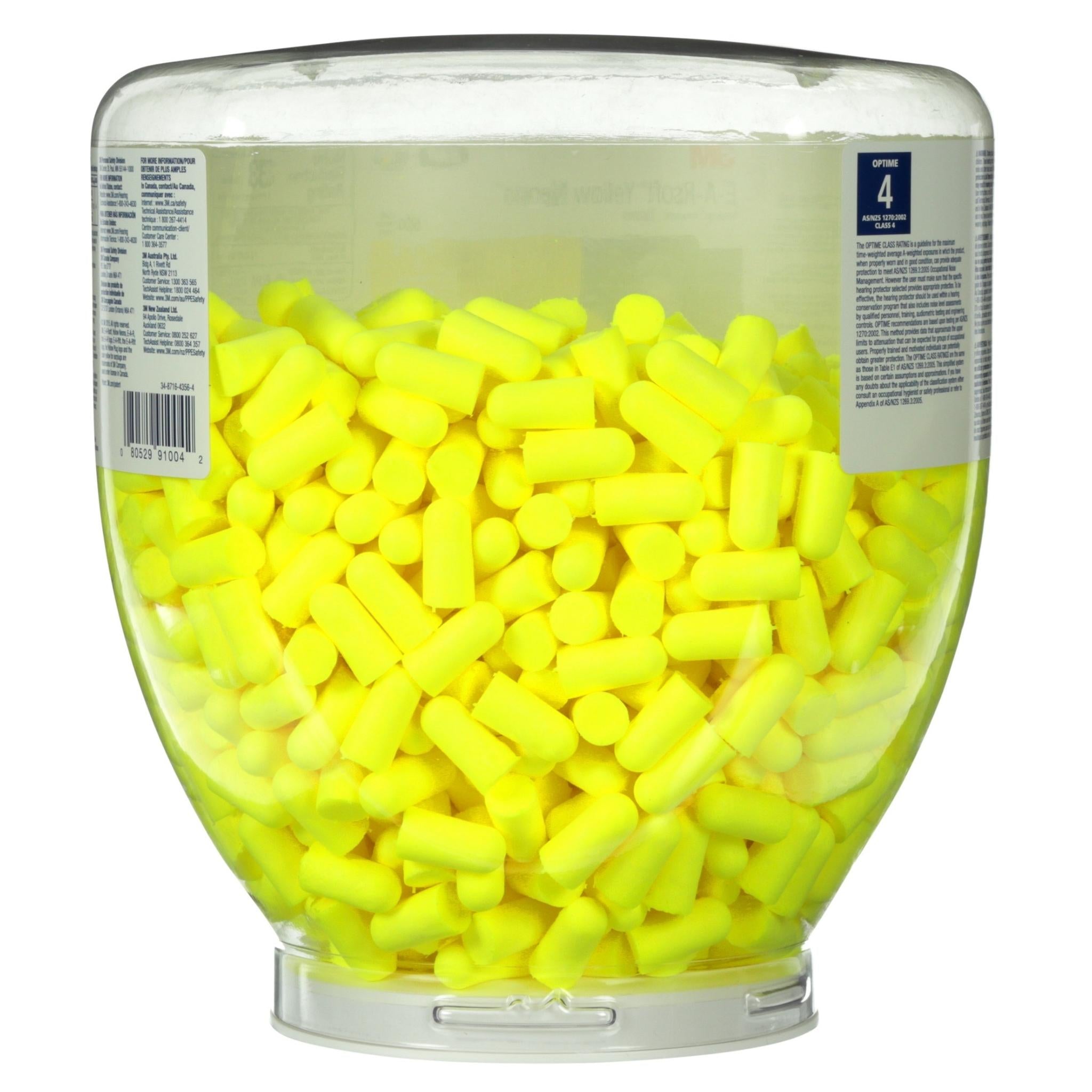 3M™ E-A-Rsoft™ Yellow Neons™ 500 Pair, One Touch™ Refill Earplugs 391-1004, Uncorded, Regular Size