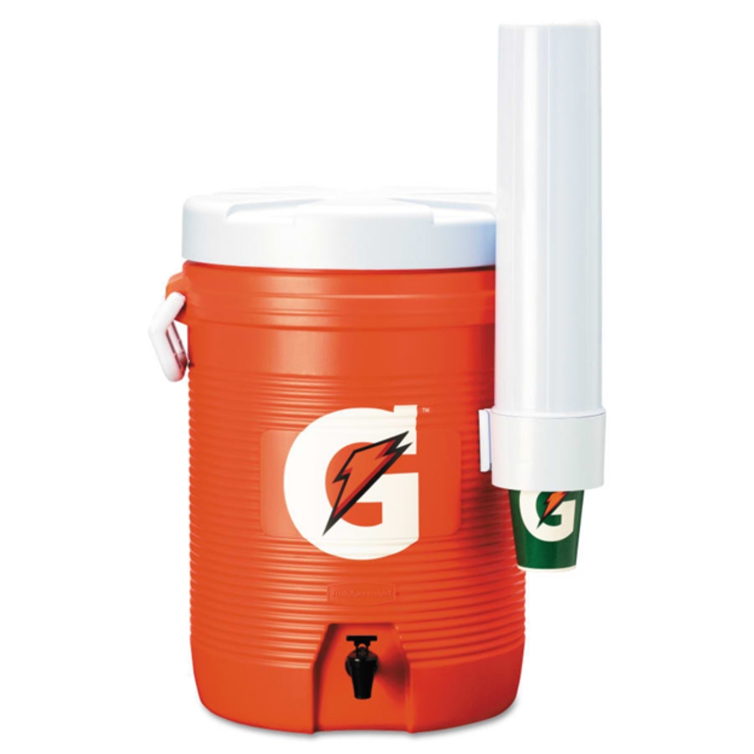 Gatorade 49201- Beverage Cooler w/Cup Dispenser, 5 gal, Orange/White