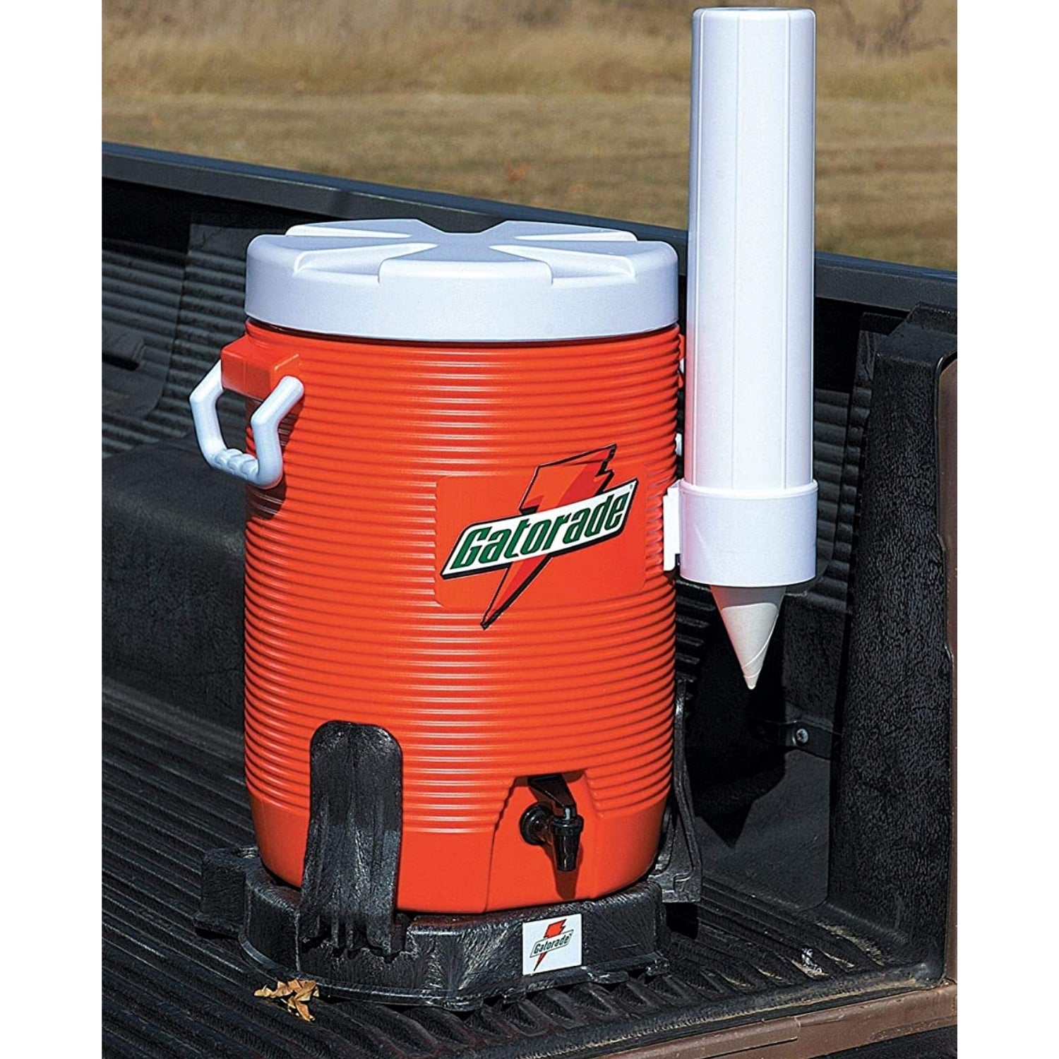 Gatorade 49201- Beverage Cooler w/Cup Dispenser, 5 gal, Orange/White