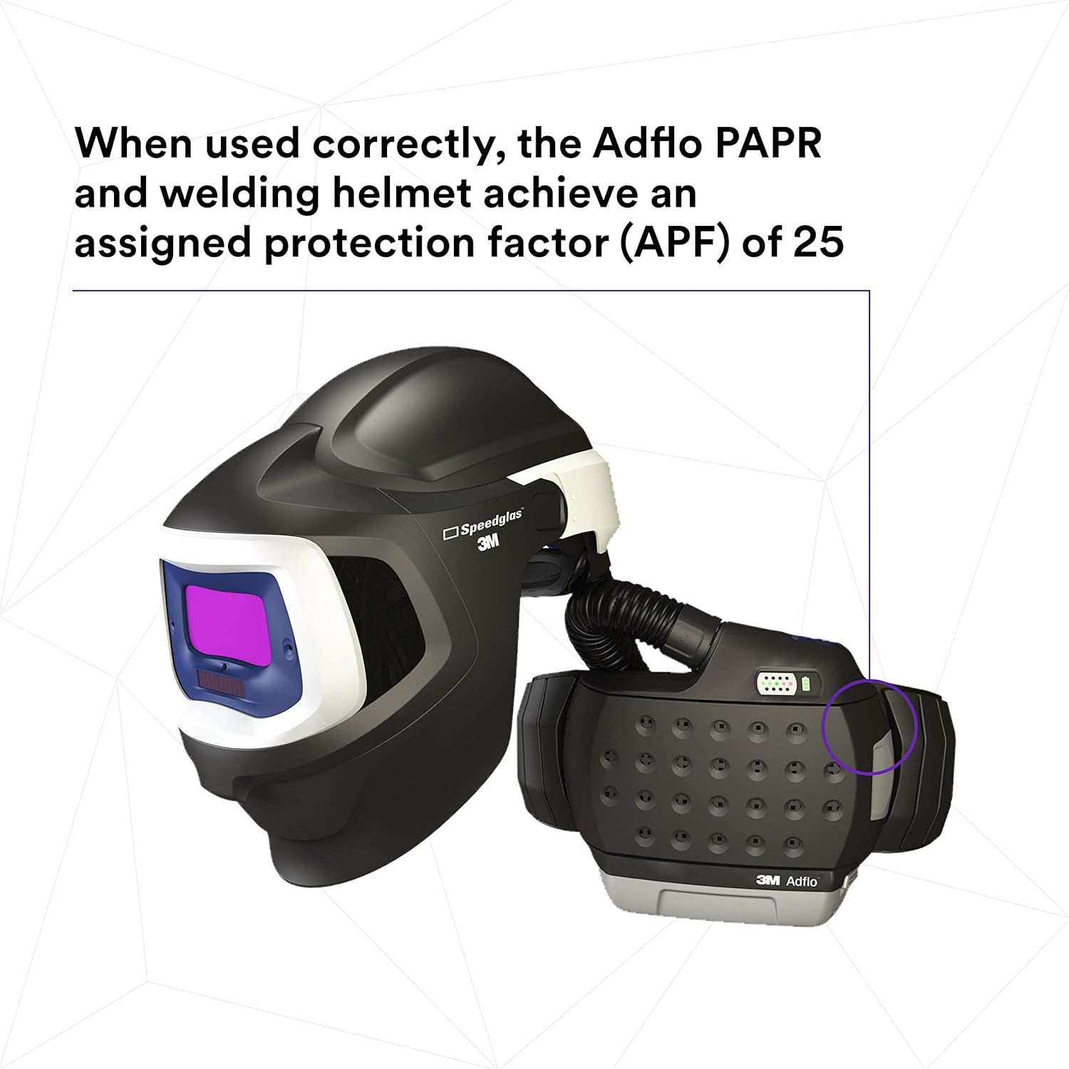 3M™ Adflo™ Powered Air Purifying Respirator HE System w 3M™ Speedglas™ Welding Helmet 9100 MP, 37-1101-30iSW, 1 EA/CASE