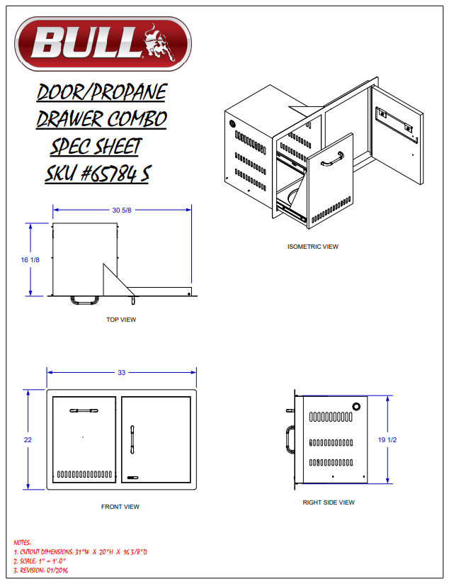 Bull Outdoor Products Door/Propane Drawer Combo 65784