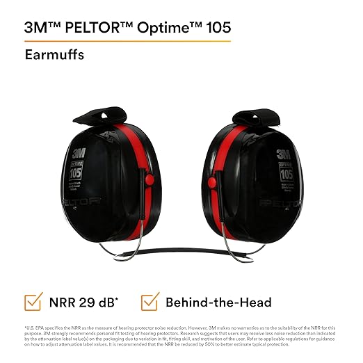 3m Peltor Optime 105 EARMUFFS H10B,  Behind-the-head