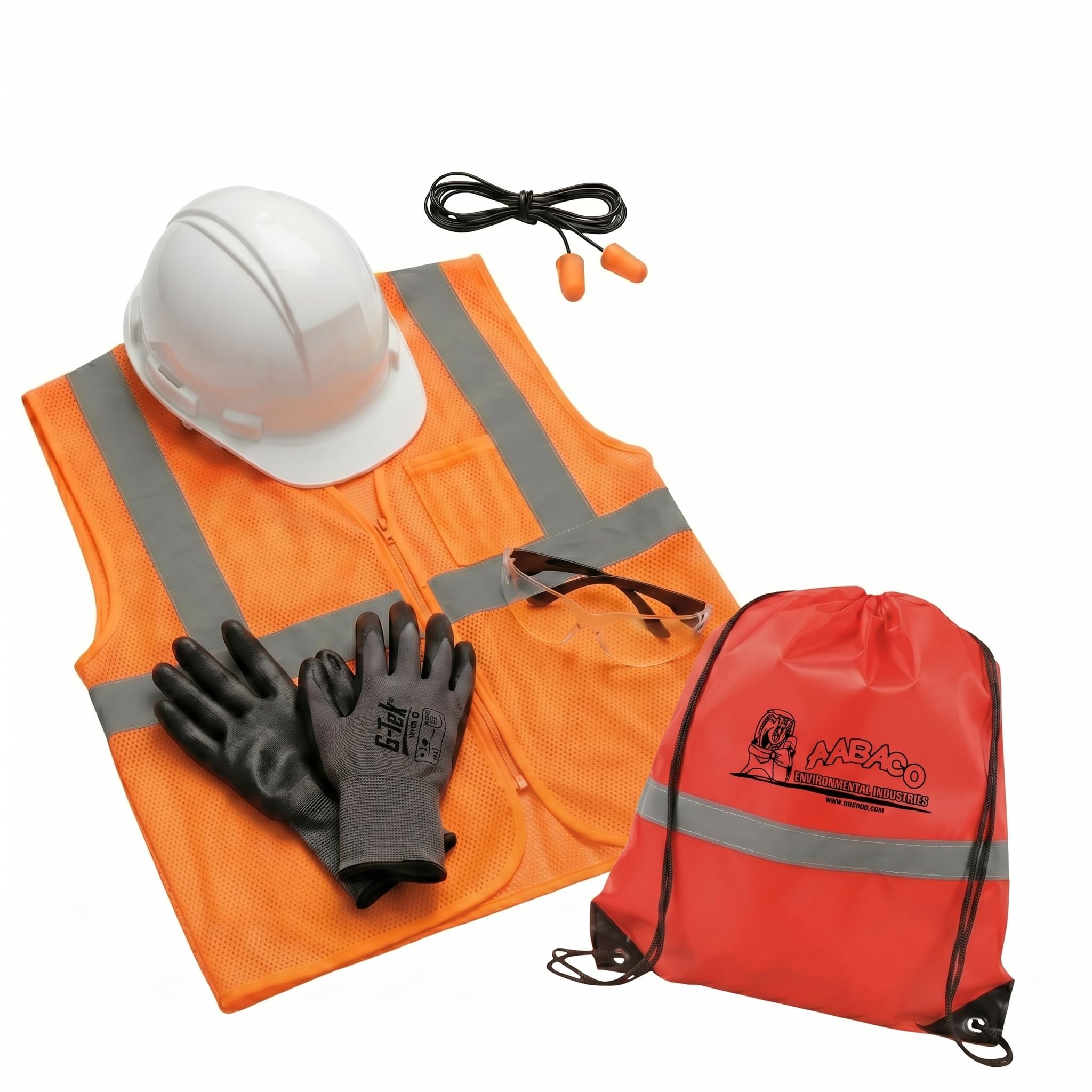 Safety Drawstring AABACO Deluxe PPE Safety Kit: High-Visibility Mesh Vest (Yellow), Hard ...