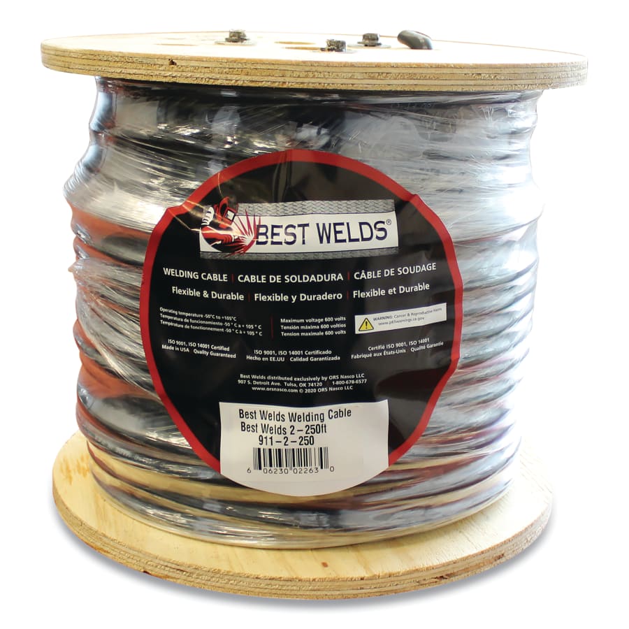 Best Welds Welding Cable, 1/0 AWG, 250 ft Reel, Black
