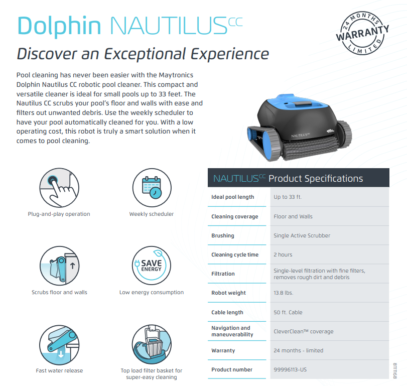 MAYTRONICS Dolphin Nautilus CC Robotic Pool Cleaner 99996113-US