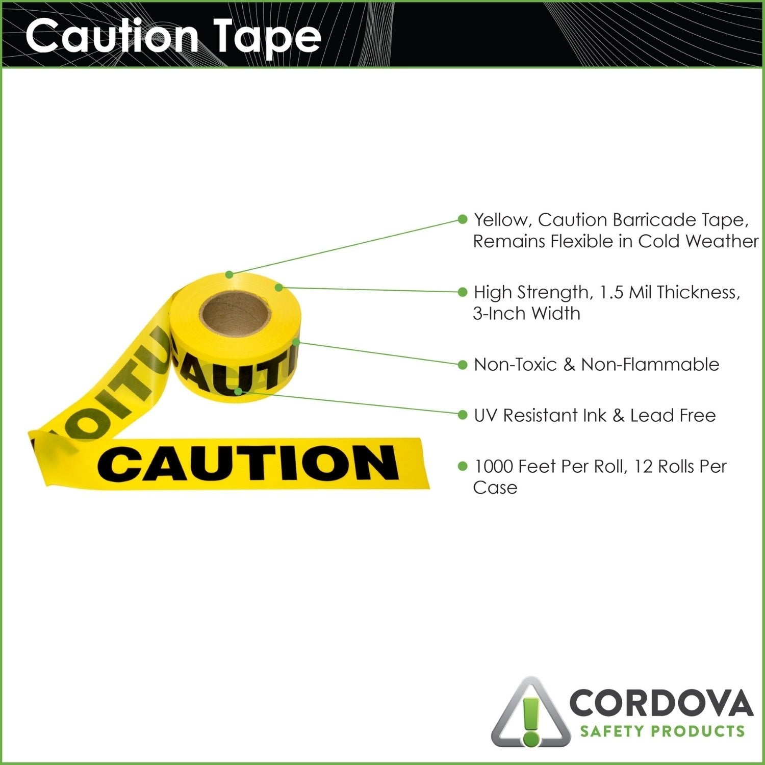 Caution Tape 300 ft roll-2 Mil (