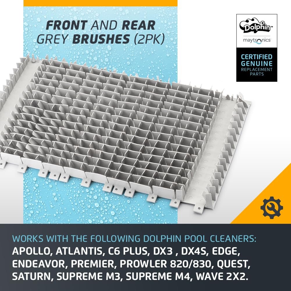 Dolphin Genuine Replacement Part — Front and Rear Grey Brushes (2PK) — Part Number 6101641-R2