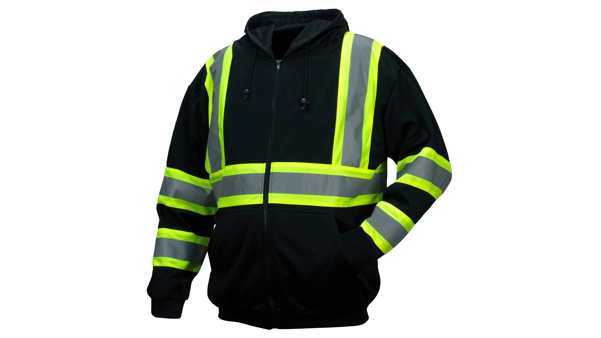 Pyramex Safety RSZH34 Series Enhanced Visibility Black Sweatshirt ANSI Type 0 Class 1 with reflective contrasting tape, small