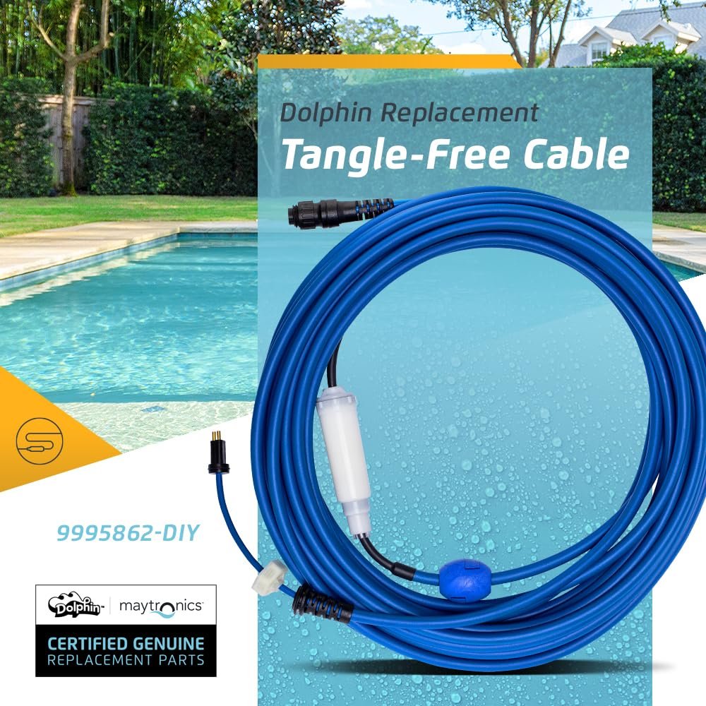 Dolphin Genuine Replacement Part — Durable 60 FT Blue Cable with Swivel for Tangle-Free Operation — 9995862-DIY USED