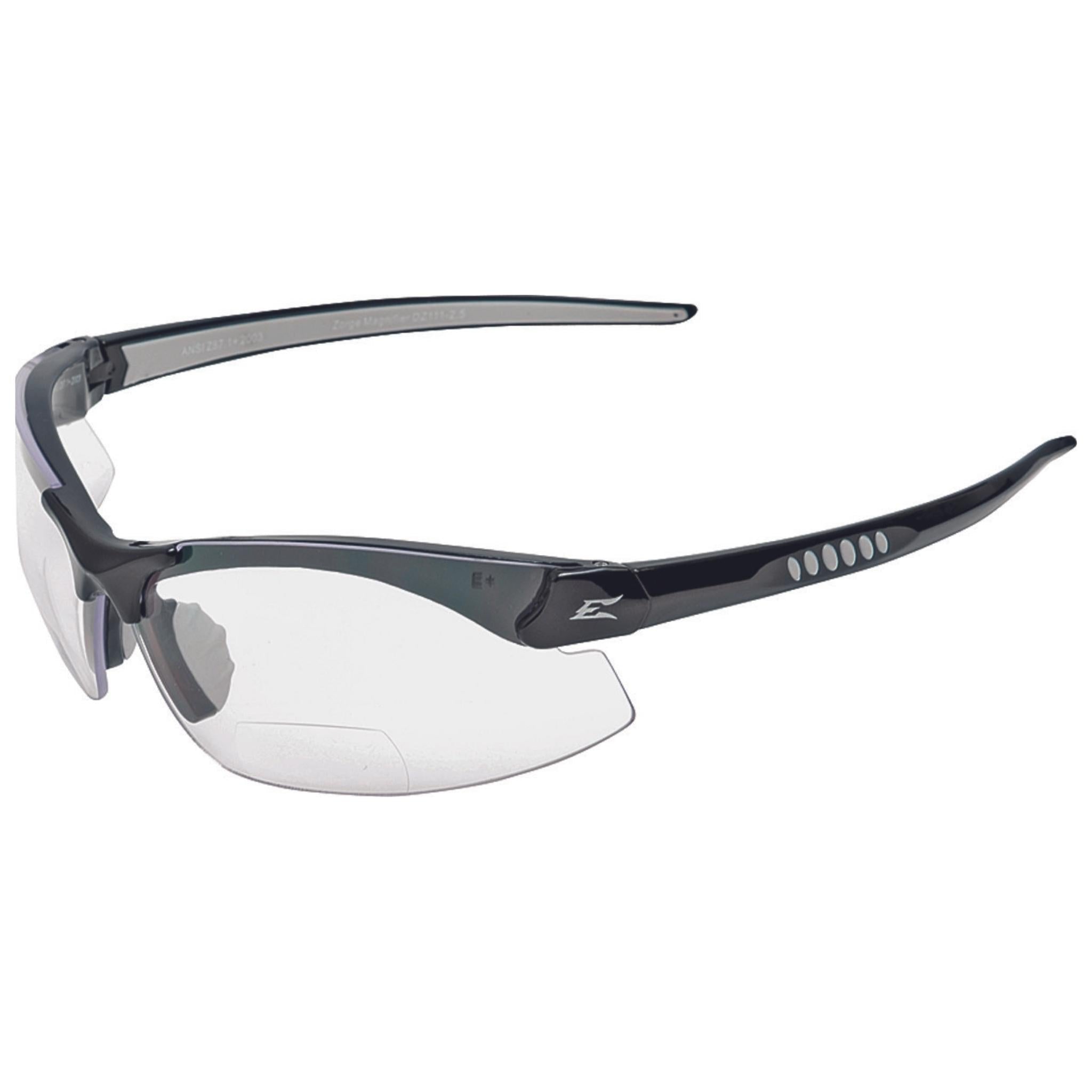 EDGE DZ111-2.0-G2 Zorge G2 Safety Glasses, Black Frame, Clear 2.0 Progressive Magnification Lens