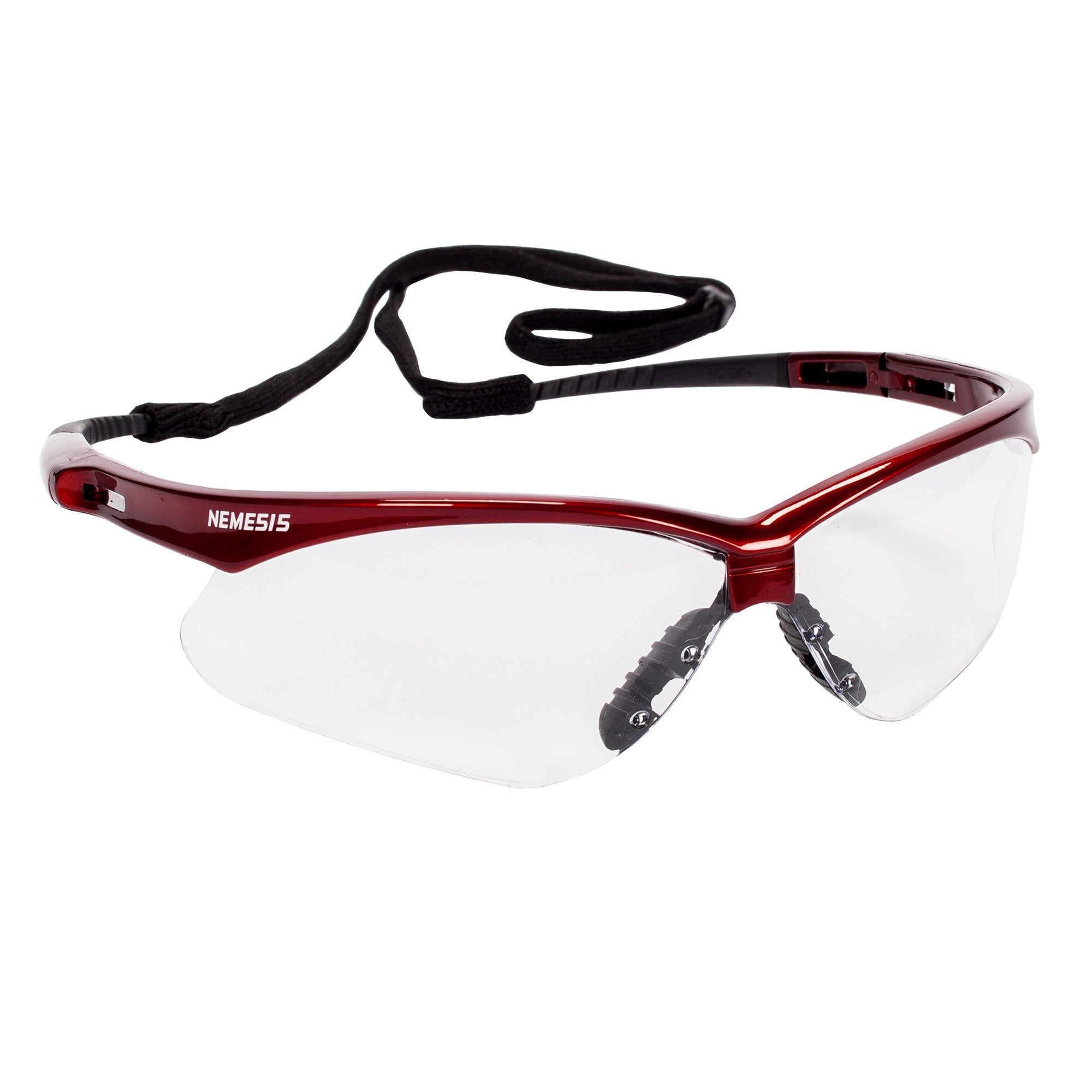 KLEENGUARD V30 Nemesis Safety Glasses/Sunglasses, 47378 Red Frame, Clear Anti-Fog Lens (6 Pair)