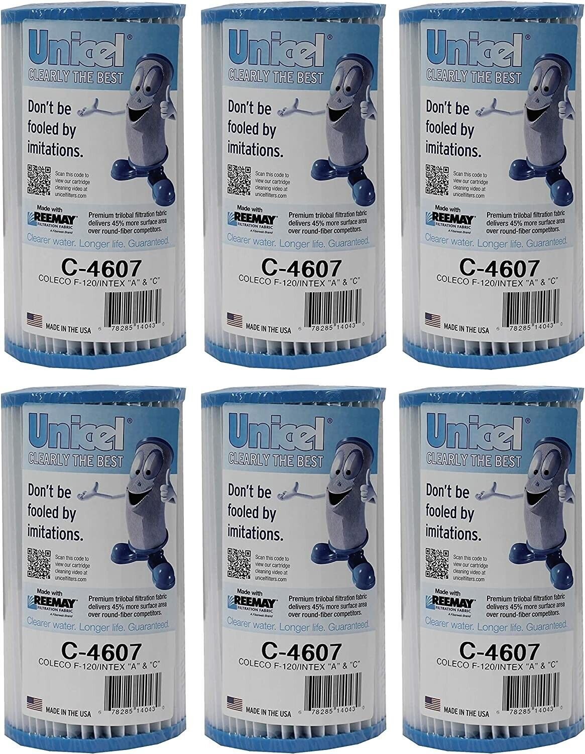 Unicel C-4607 Coleco Krystal Klear Replacement Filter Cartridges 6 Pack