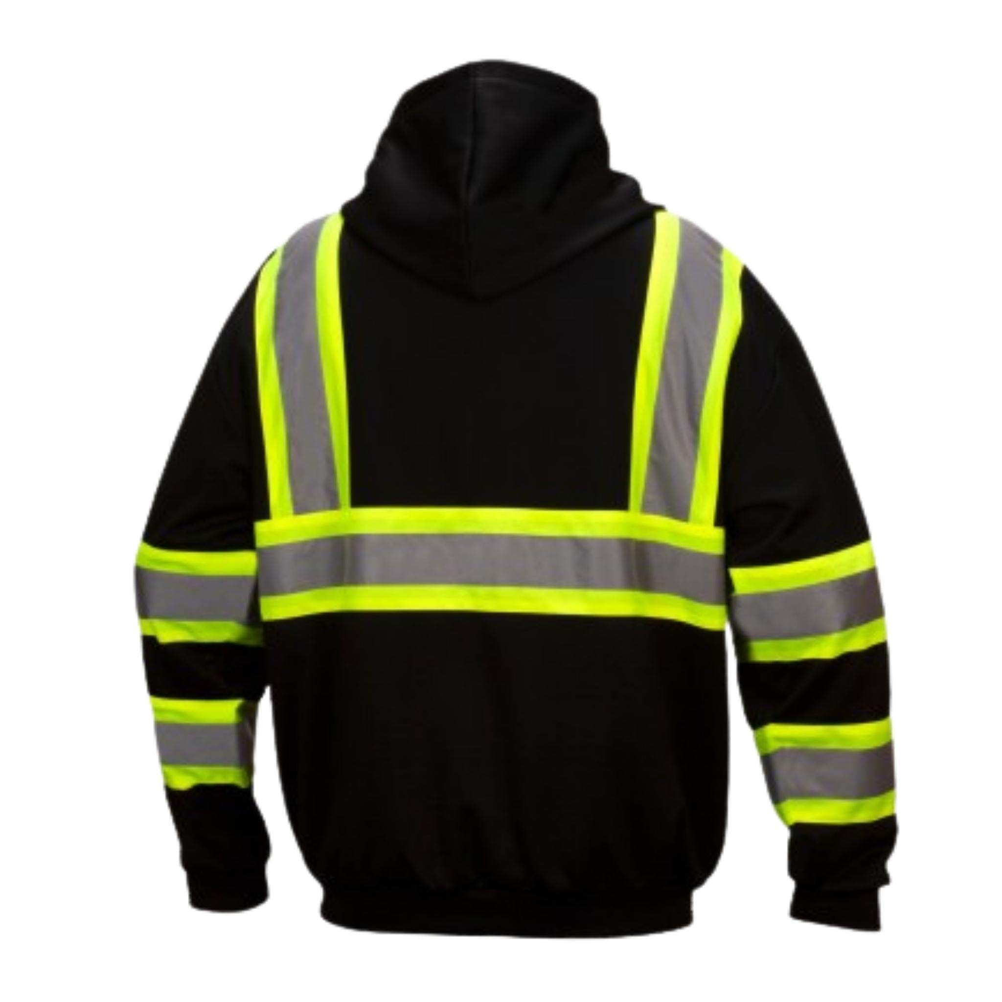Pyramex Safety RSZH34 Series Enhanced Visibility Black Sweatshirt ANSI Type 0 Class 1 with reflective contrasting tape, small