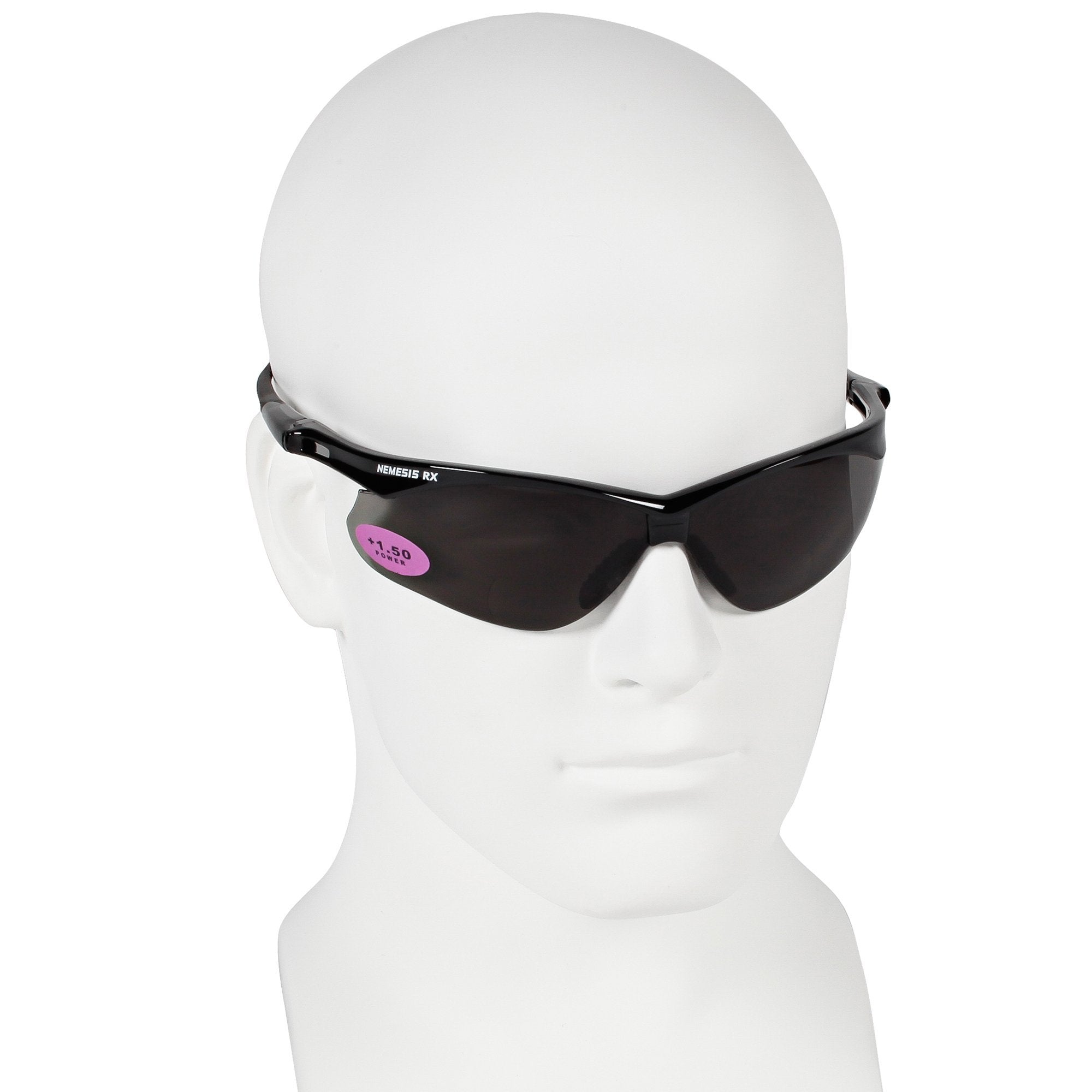 KleenGuard V60 Nemesis Vision Correction Safety Sunglasses (22516), Smoke Readers with +1.5 Diopters, Black Frame, 6 Pairs / Case
