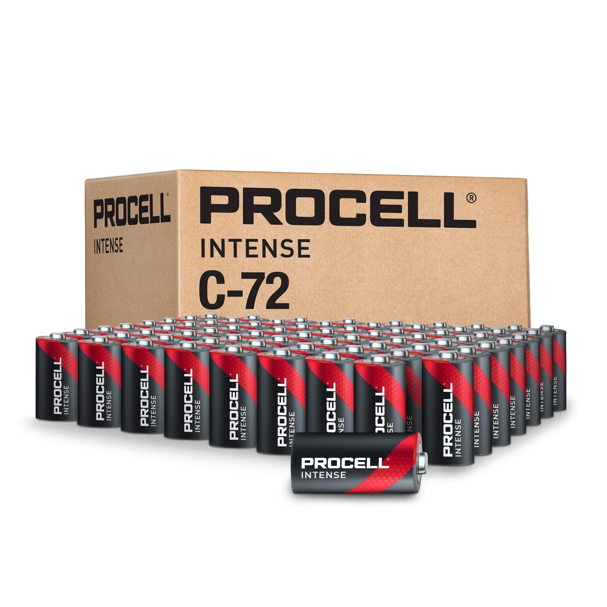 PROCELL Intense C Cell High-Performance Alkaline Batteries (72 Pack), 10-Year Shelf Life, Bulk Value Pack for High Power Professional Devices