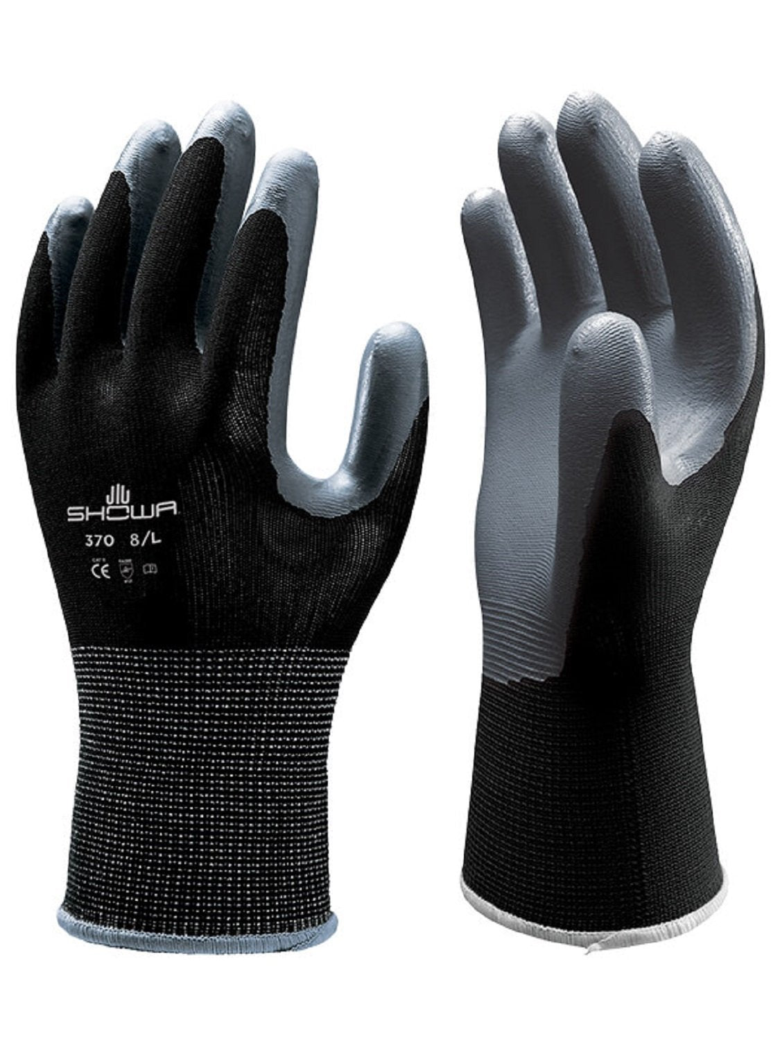 24 Pair - Showa Atlas 370 Black Work Gloves (2 Dozen)