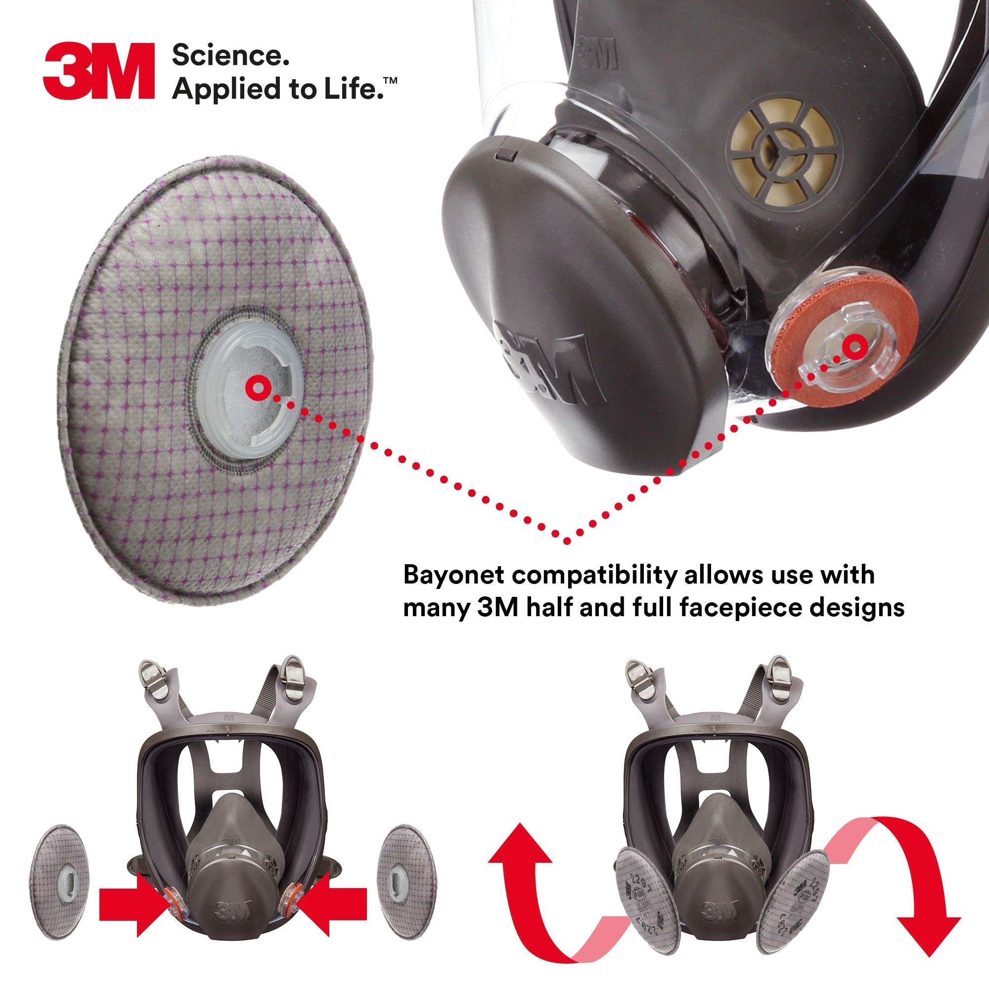 3M P100 Advanced Respirator Filter 2297, 1 Pair, Helps Protect Against Oil and Non-Oil Based Particulates, Nuisance Level Organic Vapor Relief, Mining, Shipbuilding, Abatement, Utilities