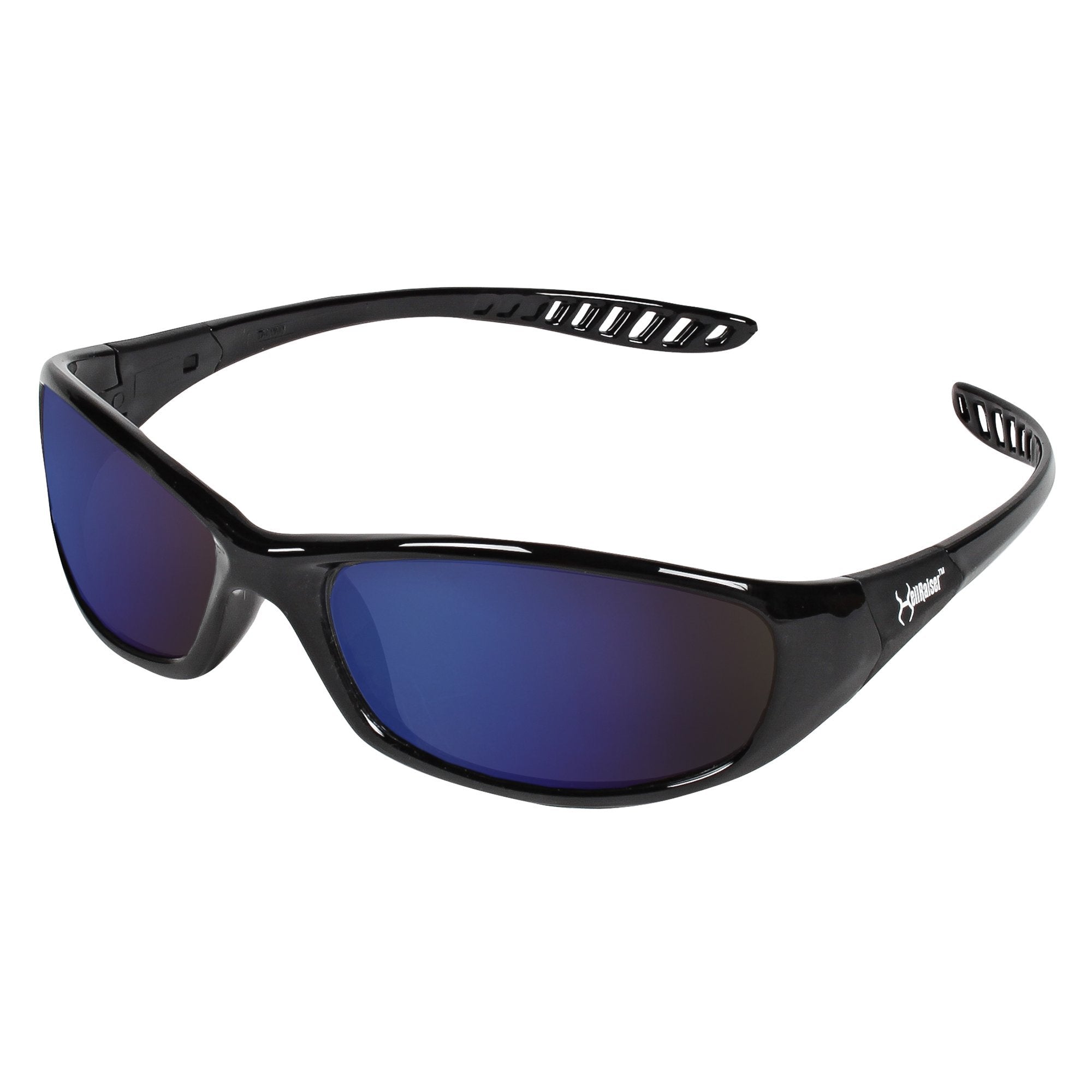 KleenGuard V40 Hellraiser Safety Glasses (20543), Blue Mirror Lens with Black Frame, 12 Pairs / Case