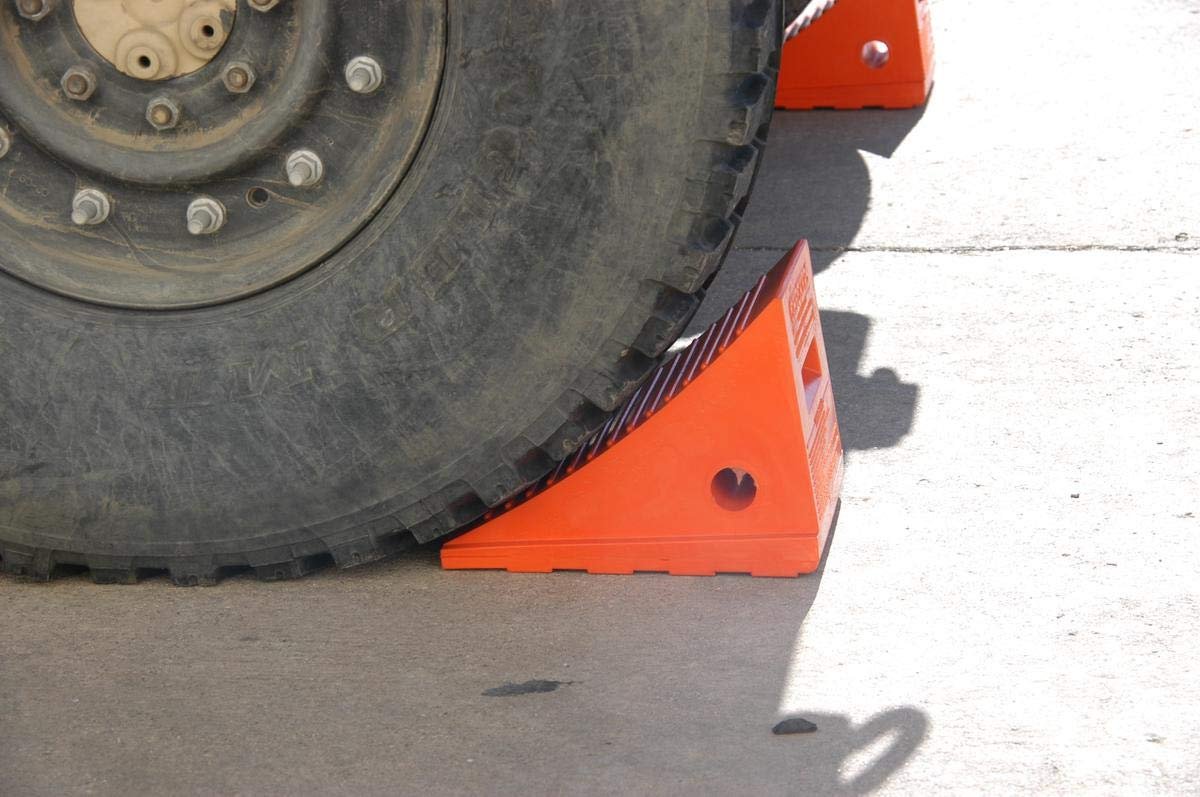 Checkers Industrial Safety Products Roadblock UC1700 Impact-Absorbing Urethane Industrial Wheel Chock, Orange, 8.5" Length x 7.5" Width x 6.25" Height (1-Piece)