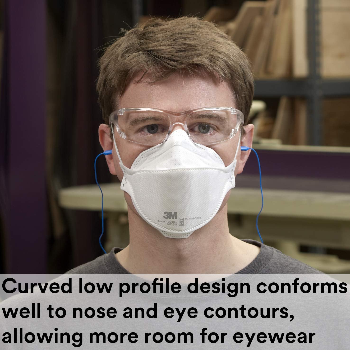 3M Aura Particulate Respirator 9210+, N95, Pack of 240 Disposable Respirators, NIOSH APPROVED, Convenient Individually Wrapped, Stapled Flat Fold Design, Low Profile Design Reduces Eyewear Fogging