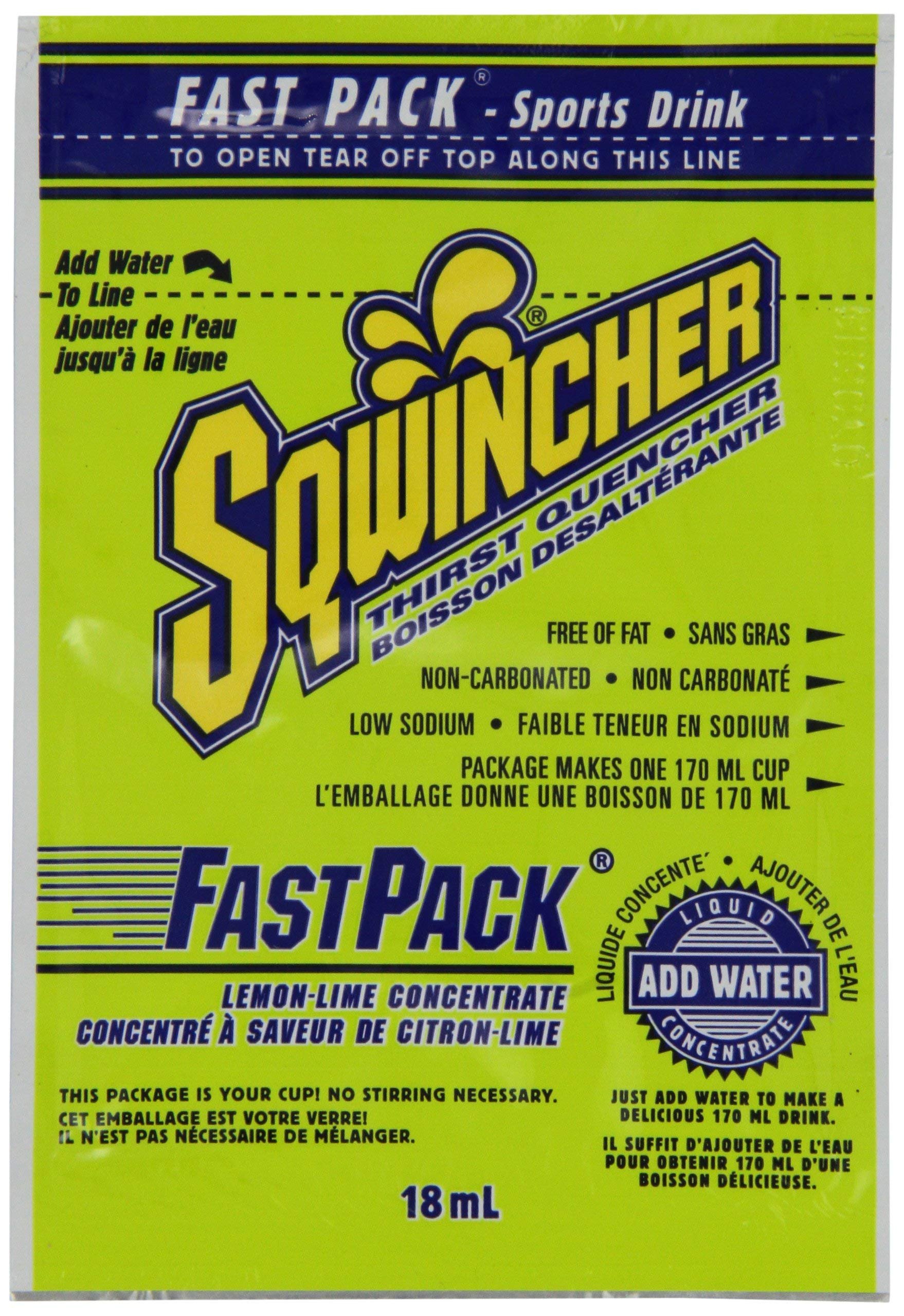 Sqwincher Fast Pack Liquid Concentrate, Lemon Lime, .6 fl oz (4 Packs of 50)