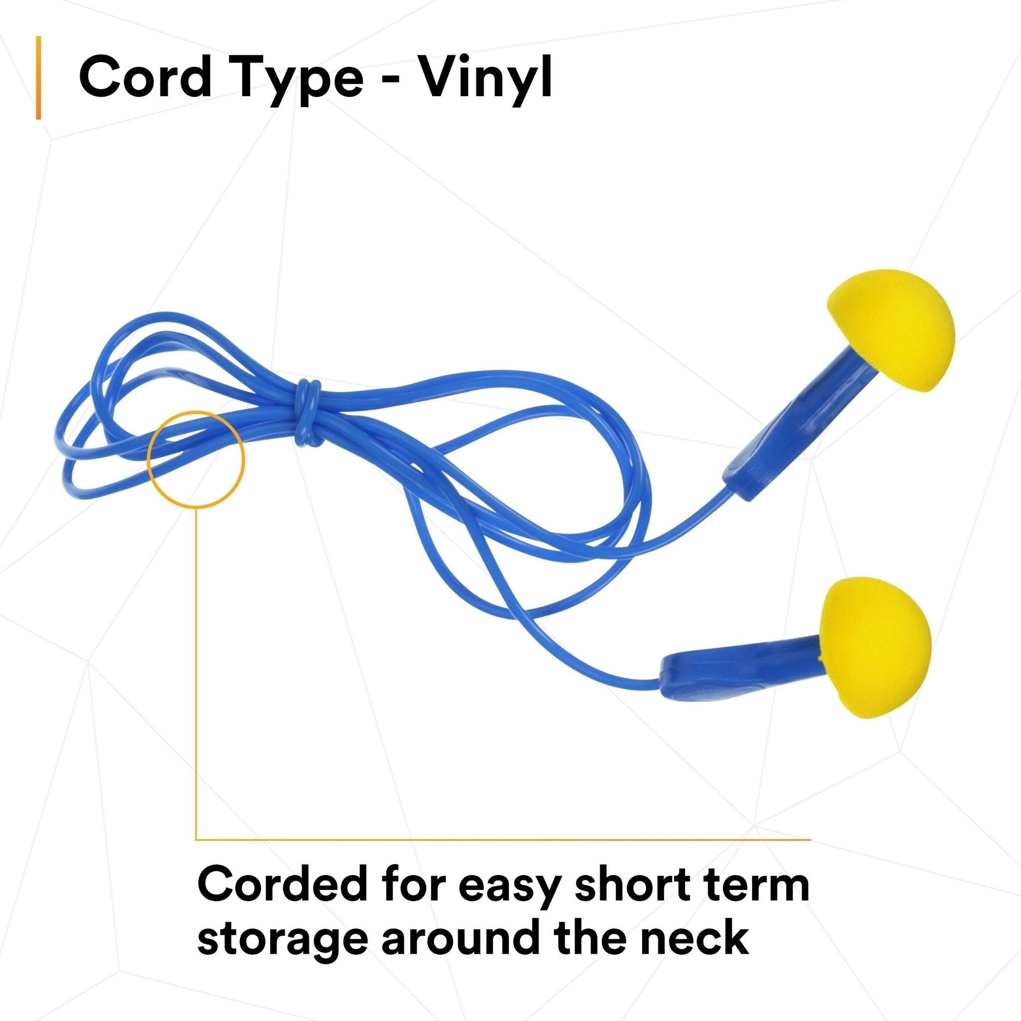 3M™ E-A-R™ EXPRESS™ Pod Plugs™ Earplugs 311-1114, Corded, Blue Grips, Pillow Pack