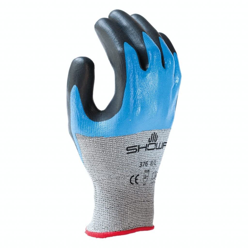 SHOWA 376 Foam Palm Coated Work Glove with 3/4 Nitrile Coating (Pack of 12 Pair)