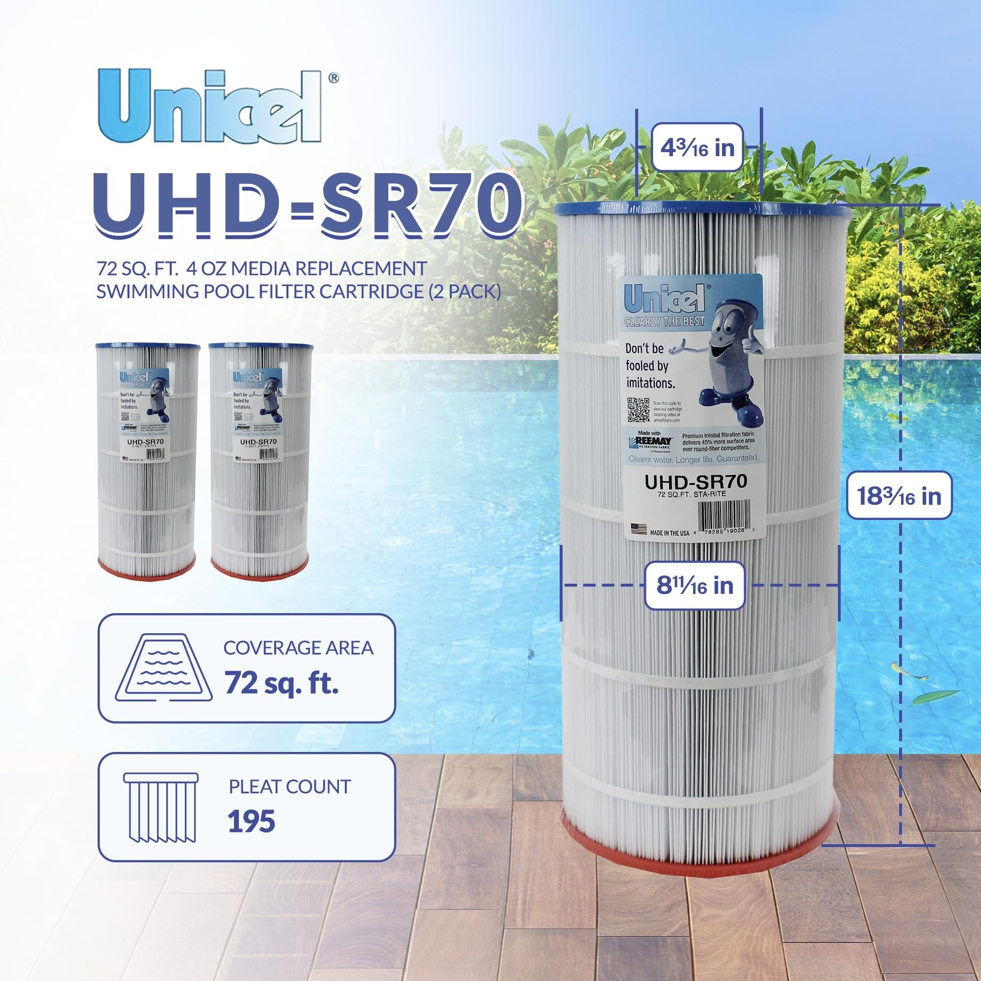 Unicel UHD-SR70-4 Replacement Filter Cartridge (4 Pack)