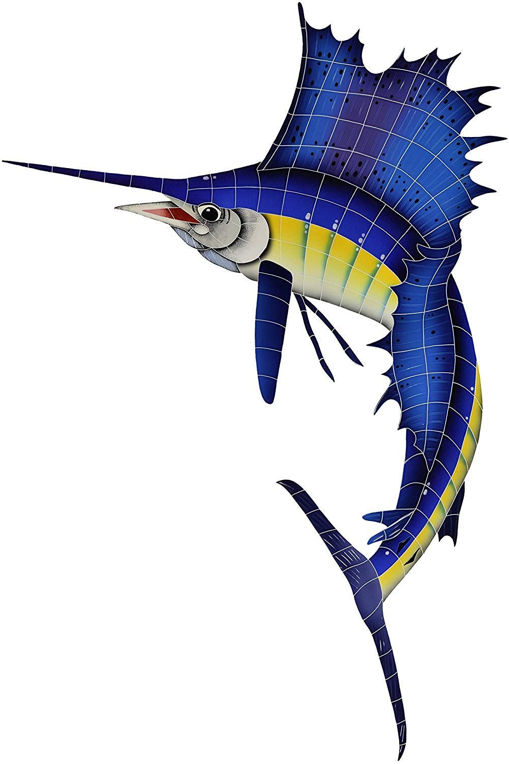 Artistry in Mosaics Sailfish Left Ceramic Swimming Pool Mosaic (60" x 42")
