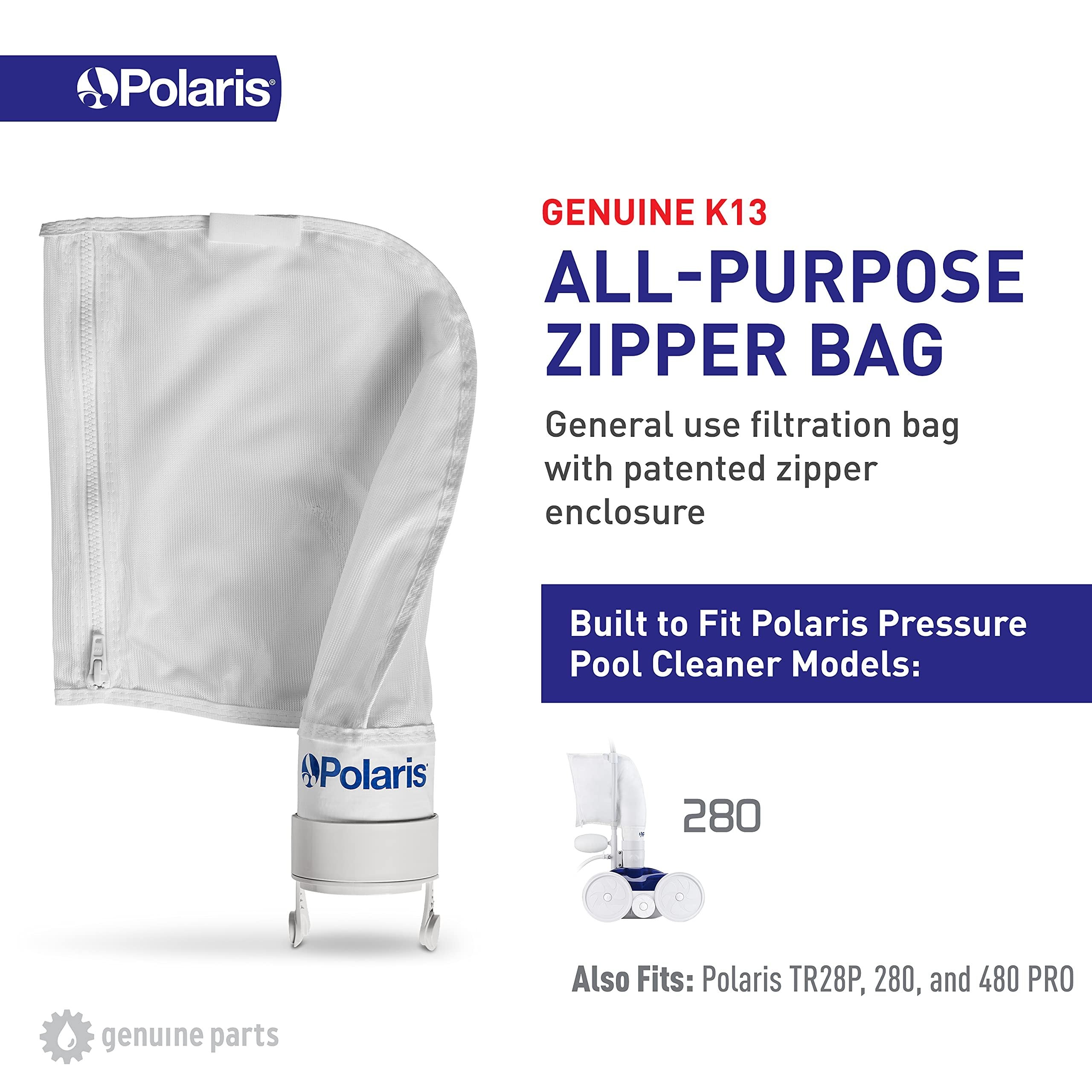 Polaris Genuine Parts K13 All-Purpose Zipper Replacement Debris Bag, for Automatic Pressure Pool Cleaner Vac-Sweep 280