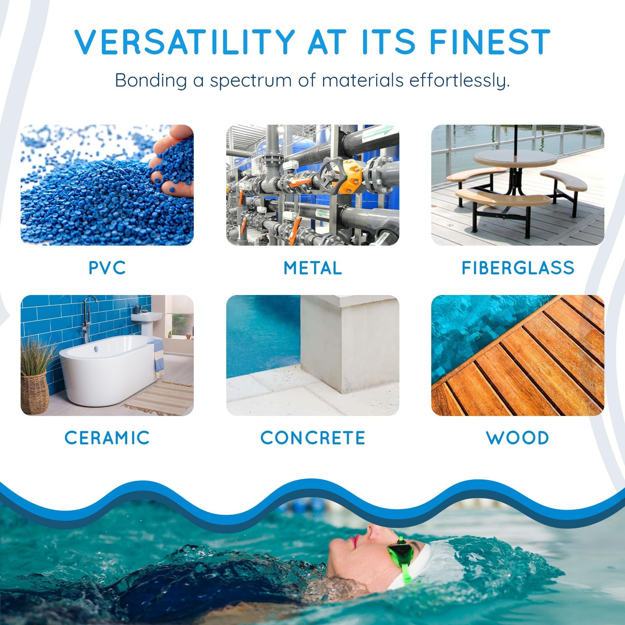 AQUABOND Underwater Swimming Pool Repair Epoxy Kit for Pools and Spas