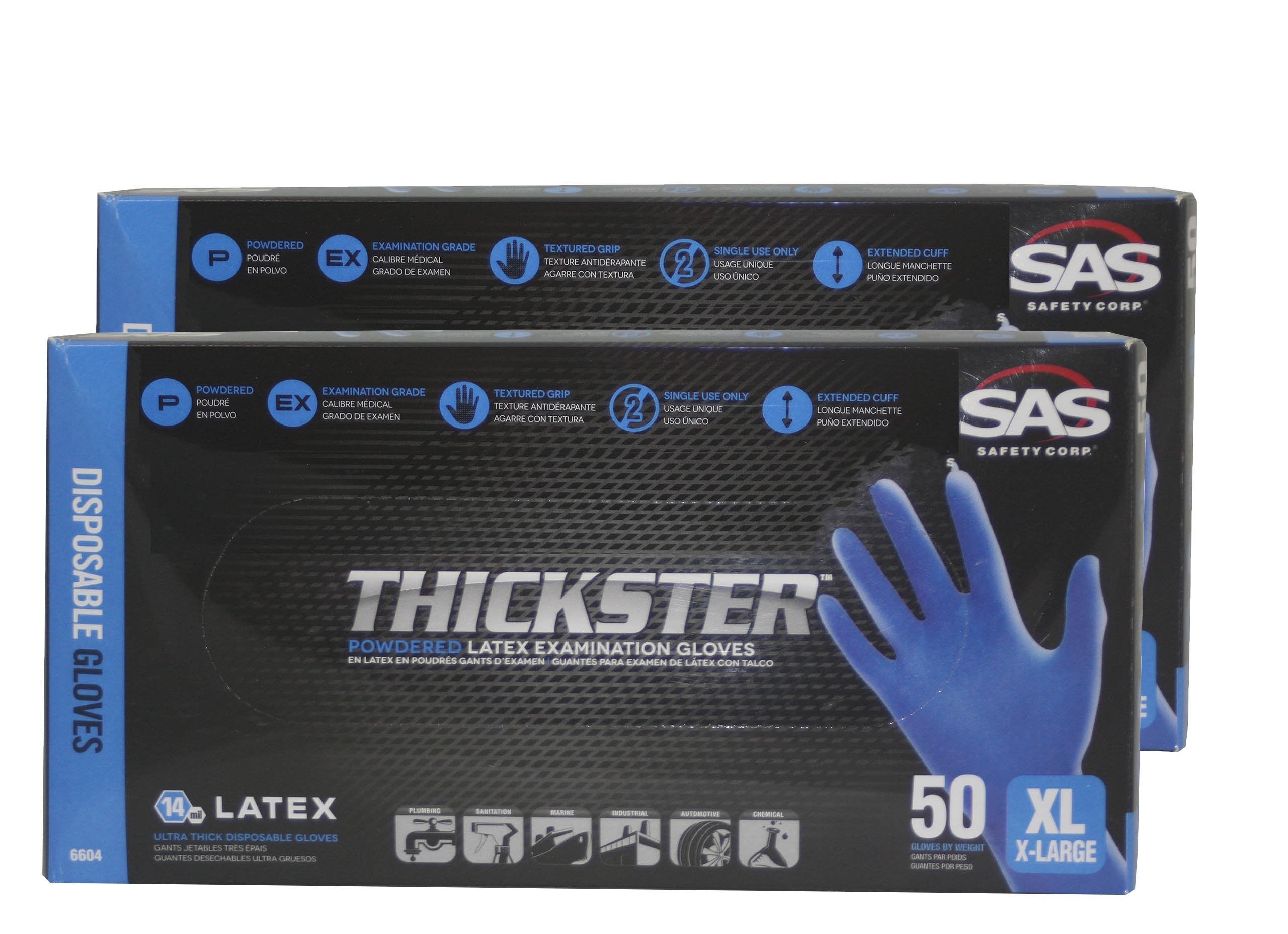 SAS Thickster Textured Safety Latex Gloves (2 Boxes)