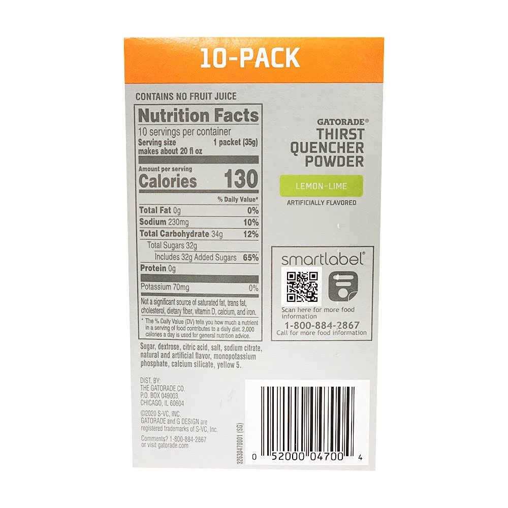The Gatorade Company Thirst Quencher Powder, 1.23oz Packets, Makes 16.9 FL OZ (10 Pack) (Fruit Punch)