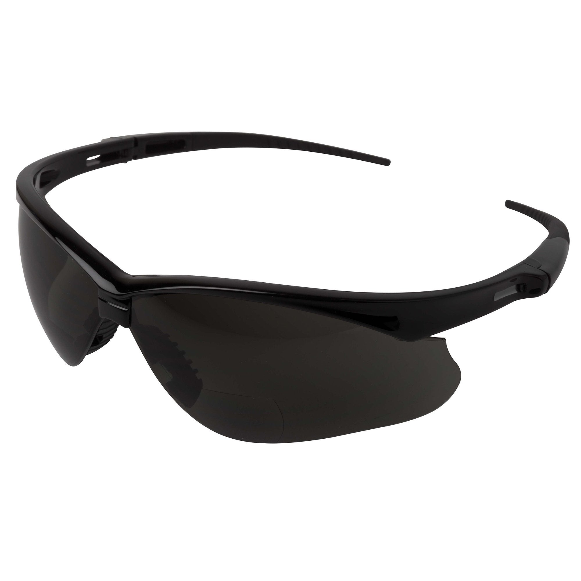 KleenGuard V60 Nemesis Vision Correction Safety Sunglasses (22516), Smoke Readers with +1.5 Diopters, Black Frame, 6 Pairs / Case