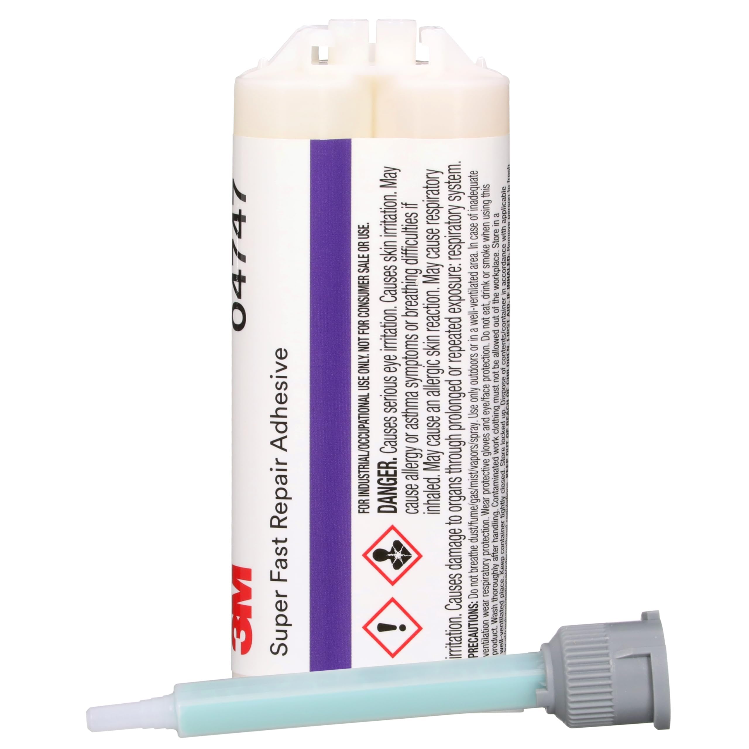 3M Super-Fast Repair Adhesive, 04747, Tranlucent Color,Two-Component, Semi-Rigid, Urethane Adhesive, 47.3 mL/1.6 fl oz Cartridge