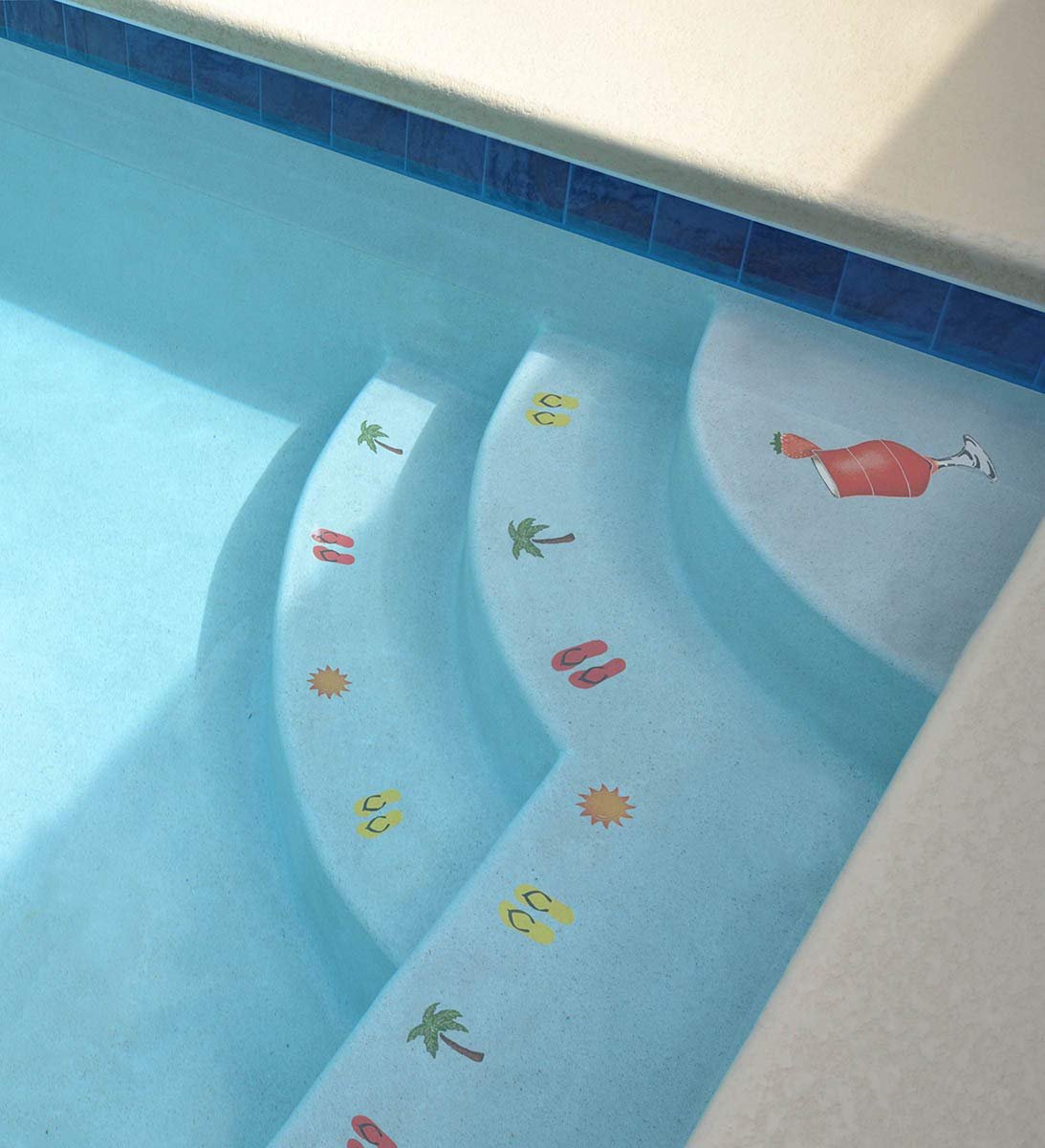 Tropical Step Markers Ceramic Swimming Pool Mosaic (3" x 24")