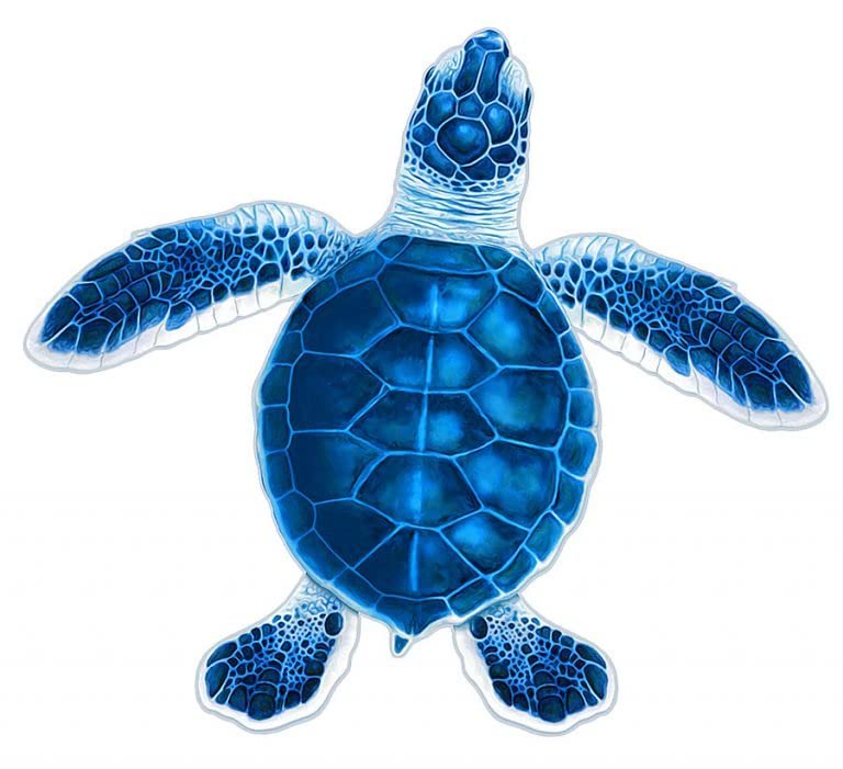 Turtle Hatchling Style A Porcelain Swimming Pool Mosaic (Style A - 5" x 5", Blue)