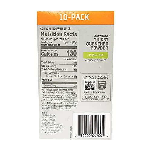 Gatorade Thirst Quencher Powder, 1.23oz Packets, Makes 20 ounces (10 Pack)