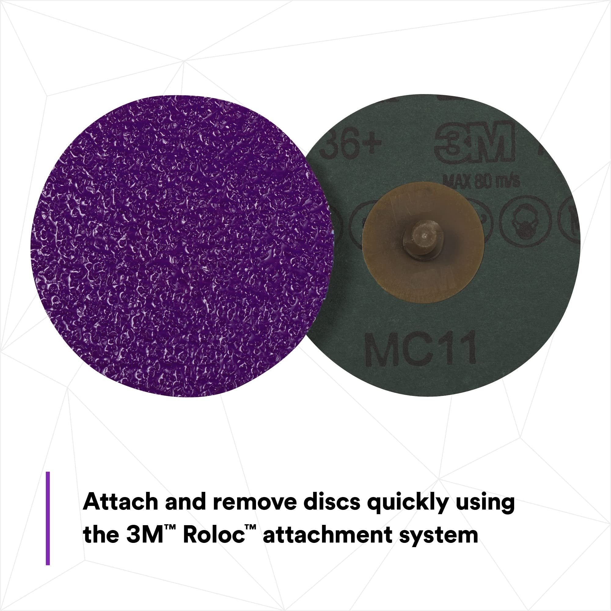 3M Cubitron II Roloc Fibre Disc, 786C, 33389, 3 in, 36+ Grit, 15 Pack, High Performance, Fast Cutting, Long Lasting
