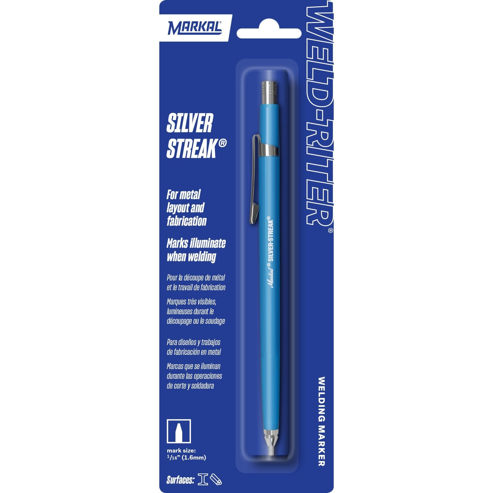 Markal 96006 Silver-Streak Metal Marker (1 Holder, 1 Refill) Round, Silver