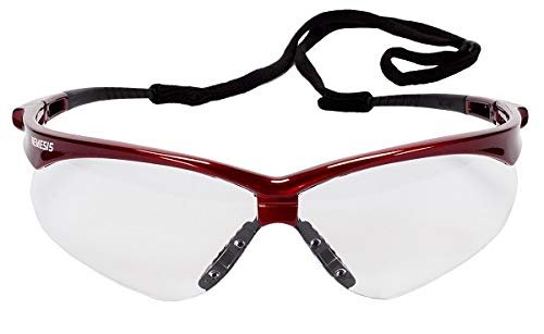 KLEENGUARD V30 Nemesis Safety Glasses/Sunglasses, 47378 Red Frame, Clear Anti-Fog Lens (6 Pair)