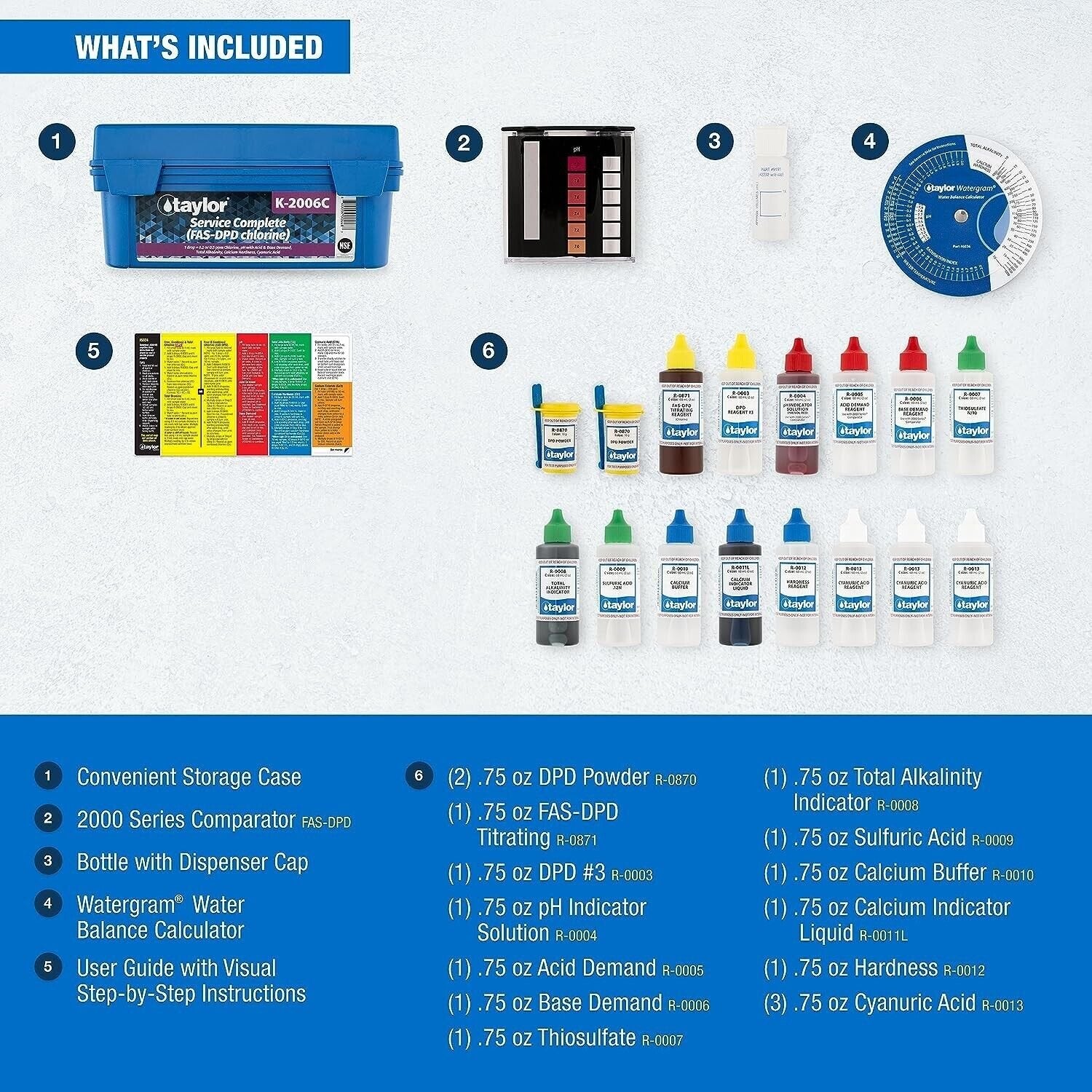 TAYLOR FAS-DPD Service Complete™ Test Kit for Chlorine/pH/Alkalinity/Hardness/CY