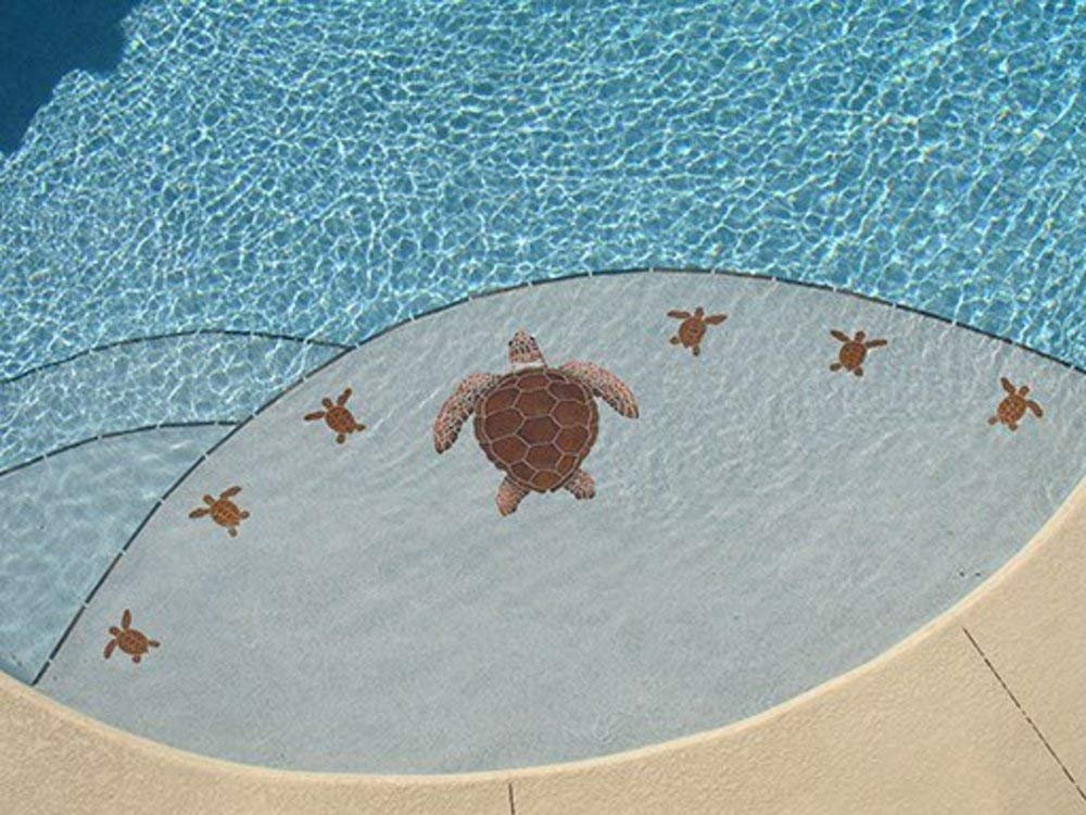 Artistry in Mosaics Mini Loggerhead Turtle Ceramic Swimming Pool Mosaic (Style C - 4", Blue)