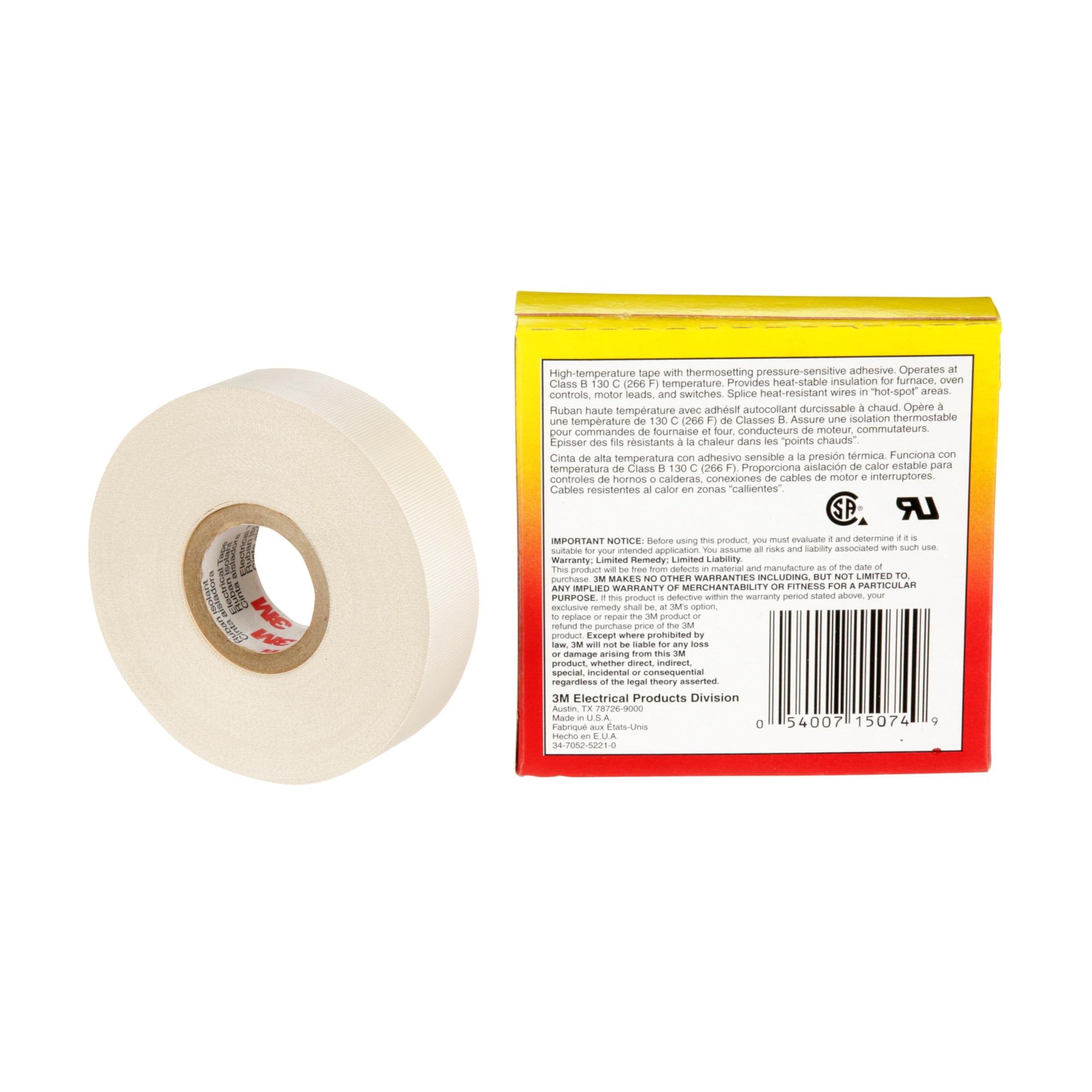 3M™ Glass Cloth Electrical Tape 27, 3/4 in x 66 ft, 1 Roll/Carton