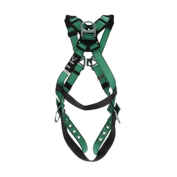 MSA V-Form Harness - Durable, Green, Full Body Harness with Aluminum D-Ring Configuration