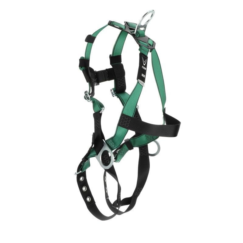 MSA V-Form Harness - Durable, Green, Full Body Harness with Aluminum D-Ring Configuration