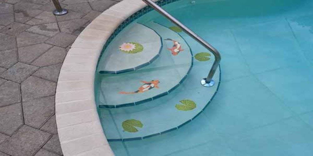 Artistry in Mosaics Koi Fish & Lily Pads Ceramic Swimming Pool Mosaic (6" x 6")