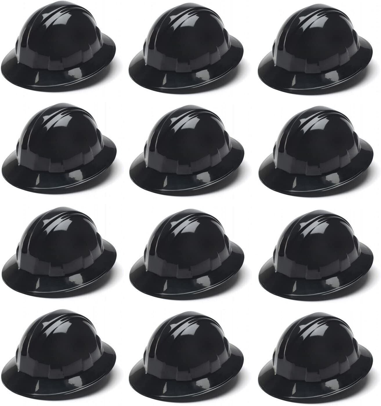 Pyramex HP24111 Black Full Brim 4 Point Ratchet Suspension Hard Hat - 12 PACK