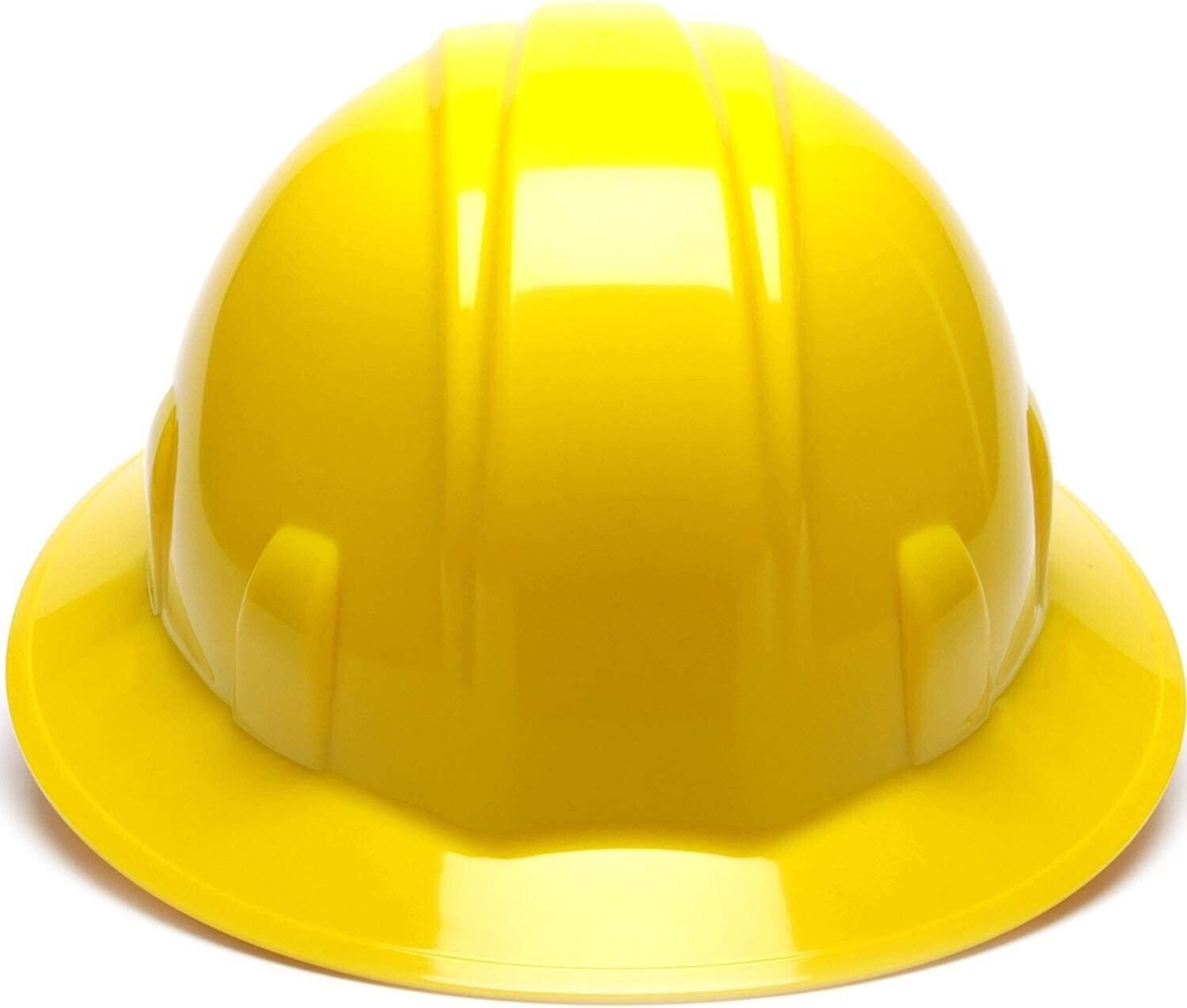 Pyramex HP24130 Full Brim Hard Hat 4 Point Ratchet Suspension - Yellow- 12 PACK