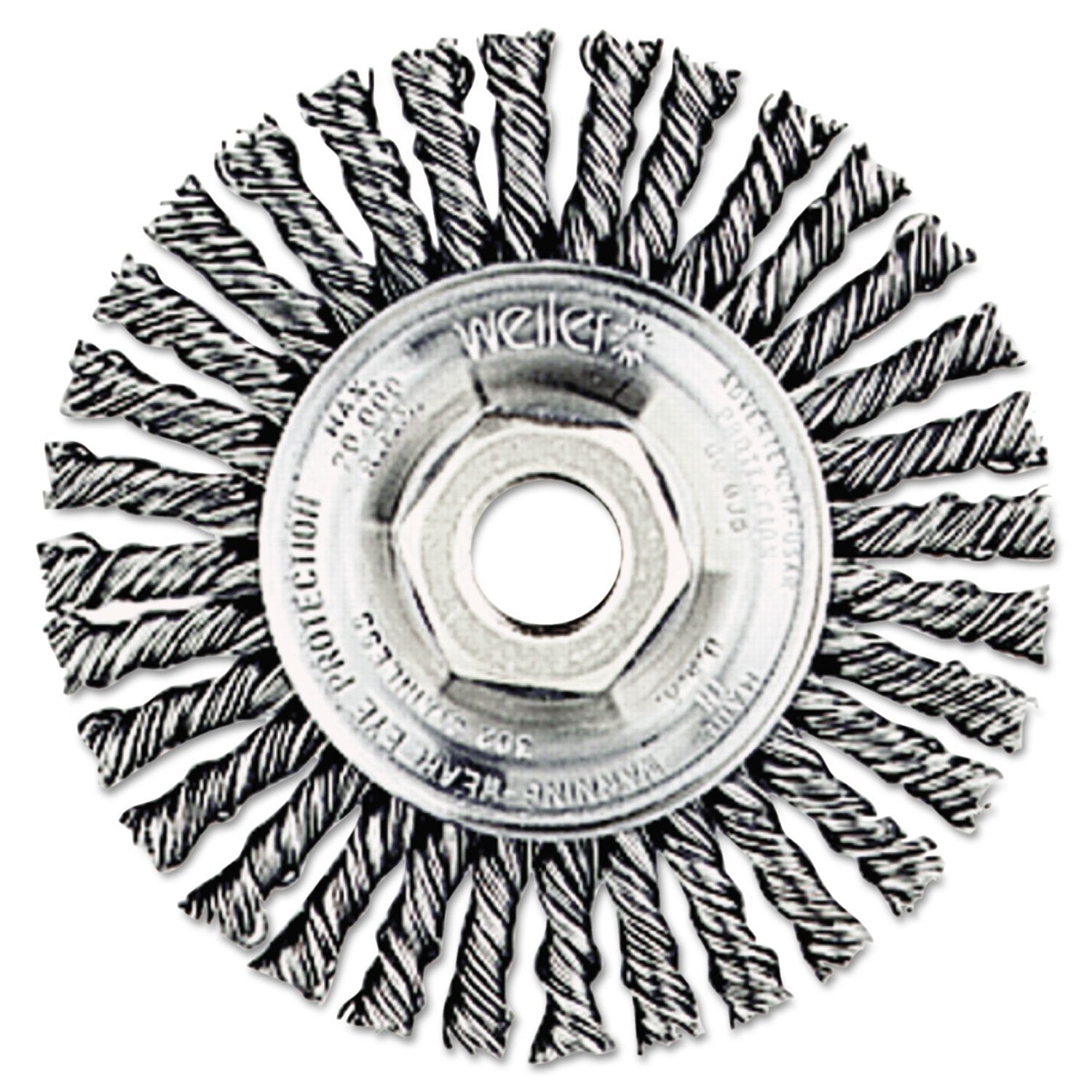 Weiler 13131 Stringer Bead Knot Wire Wheel, 4" Diameter x 3/16" W, 5/8-11 UNC, 0.02", 20000 rpm